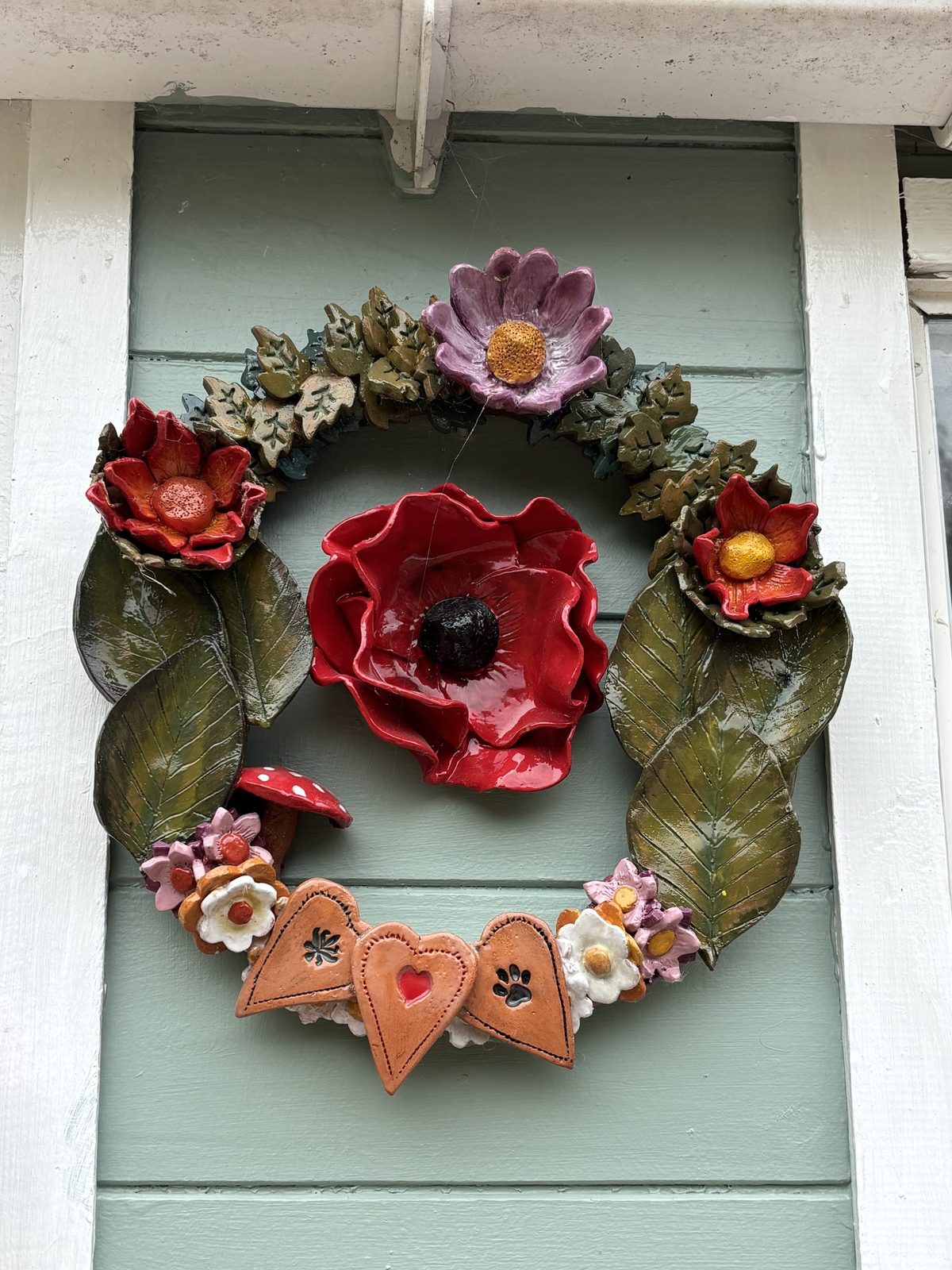 Clay flower wreath