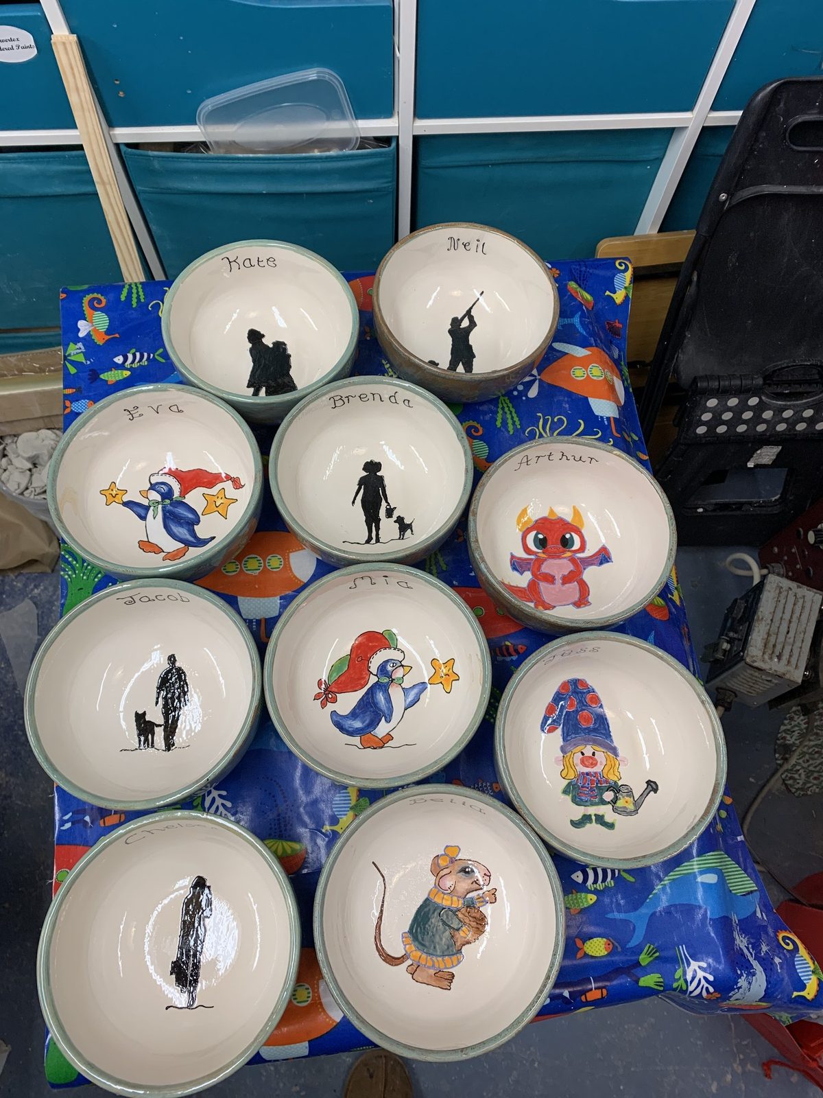 Painted pottery pieces