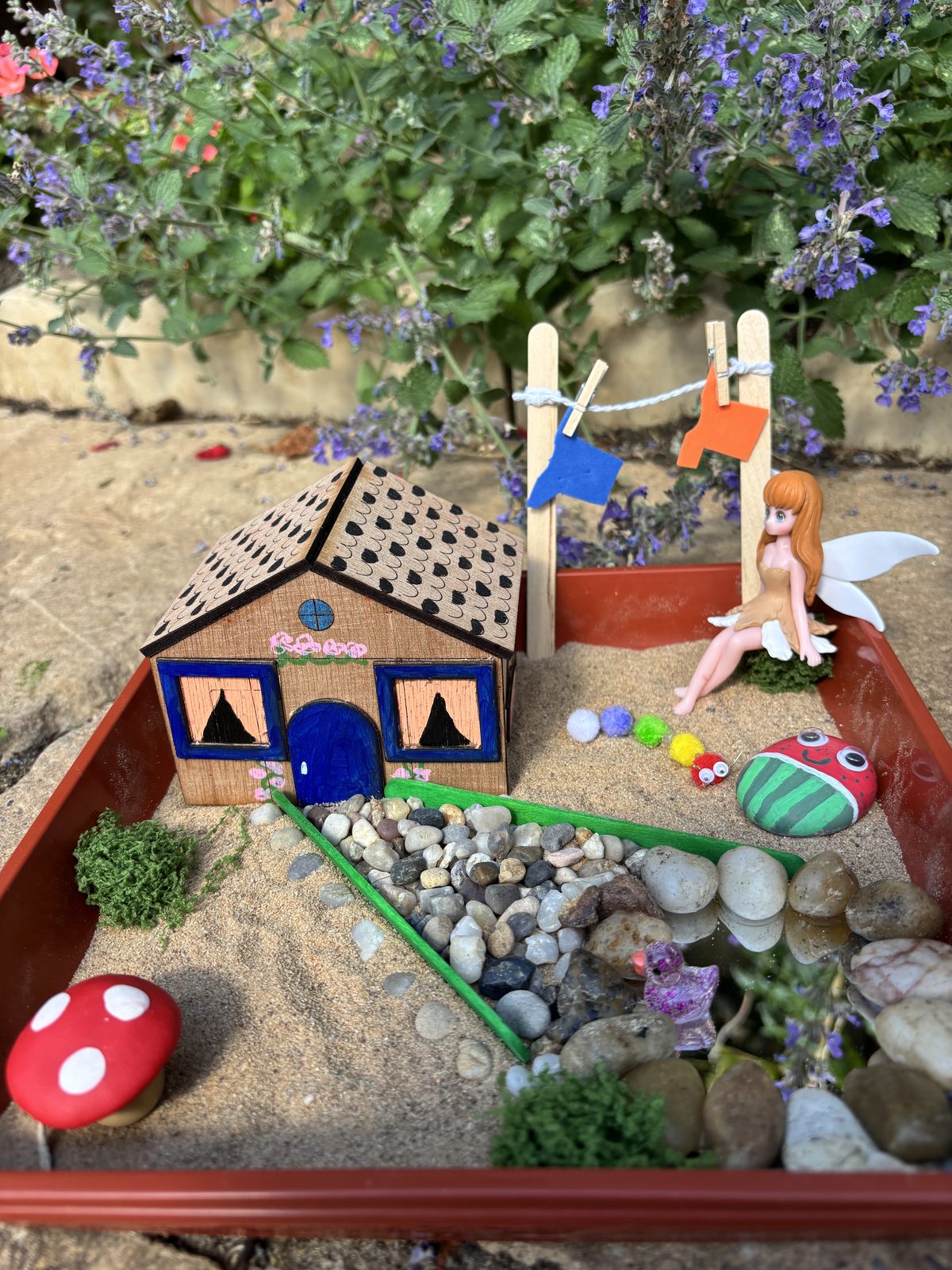 Enchanted fairy garden made at a FaeCraft family workshop