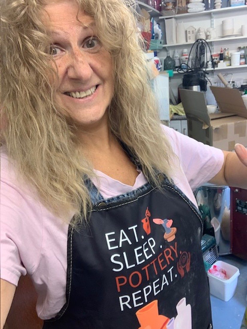 Jacqui, your workshop teacher, in her FaeCraft apron
